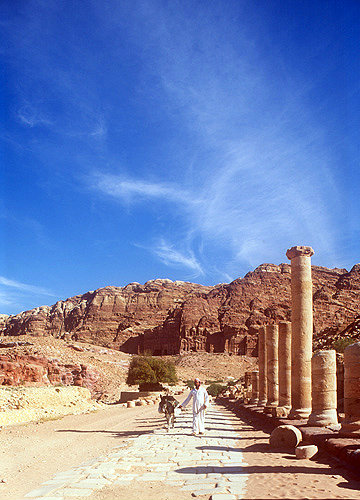 Colonnaded Street looking east to Royal Tombs, Petra, Jordan