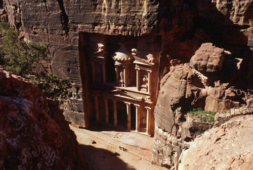 Jordan Petra the Treasury seen from the end of the Siq, 1st century BC-AD