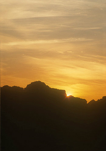 Jabal Haroun at sunset, aerial photograph, Petra, Jordan