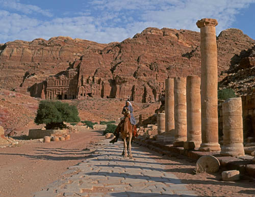 Jordan Petra colonnaded street overloooked on the east by the royal tombs 1st century BC-AD