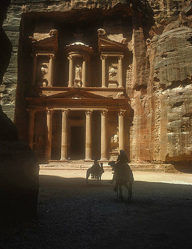 Treasury and two camels, Petra, Jordan