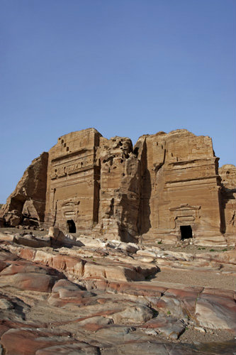 Group of Nabataean carved tombs, Mughar-an-Nasara, just North of Petra basin, Petra, Jordan
