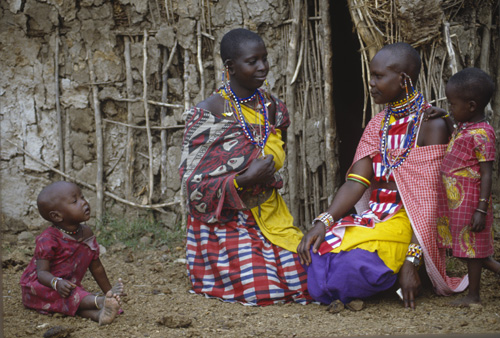 Maasai mothers with their children, Kenya