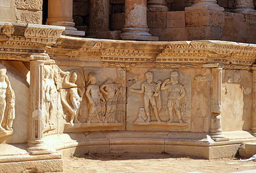 Libya, Sabratha, 2nd century AD, detail of marble relief at stage front