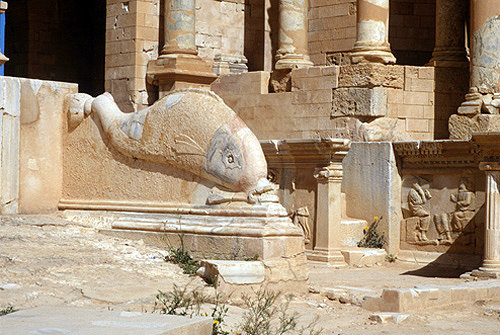 Libya, Sabratha, 2nd century AD, dolphin on left of theatre stage