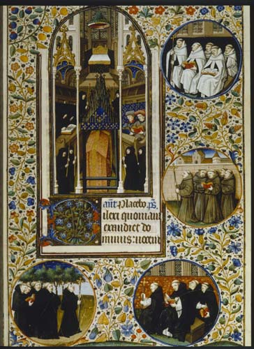 Monastic orders, from a 15th century Book of Hours for Parisians,  Latin manuscript MS 1176 Bibliotheque Nationale, Paris, France