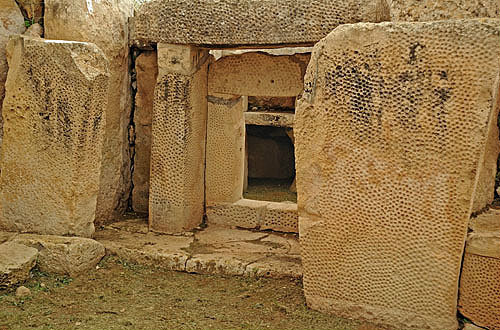 Mnajdra, South Temple shrine, neolithic, with pitted decoration, circa 3300-2500 BC, Malta