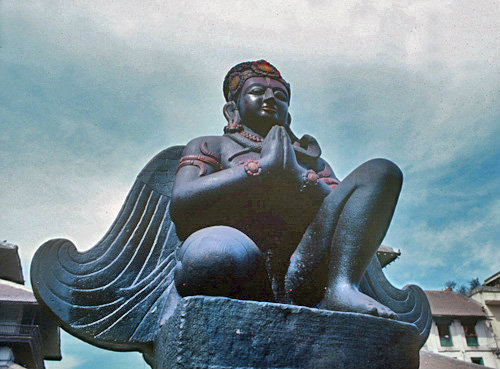 Nepal Kathmandu Durbar Square Winged Garuda statue 1794