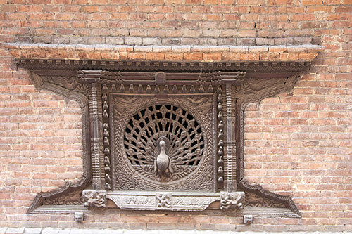 Peacock window, sixteenth century, carved in wood, Pujari Math, residence-cum-office for priest of Dattatreya Temple, Bhaktapur, Nepal