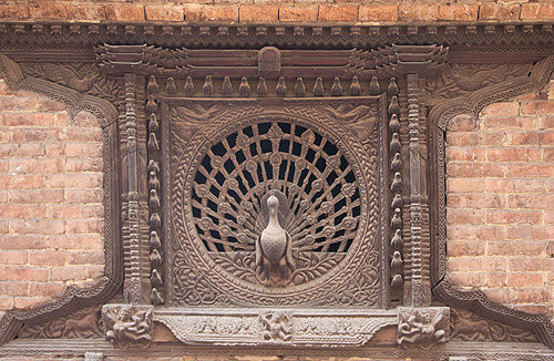 Peacock window, sixteenth century, carved in wood, Pujari Math, residence-cum-office for priest of Dattatreya Temple, Bhaktapur, Nepal