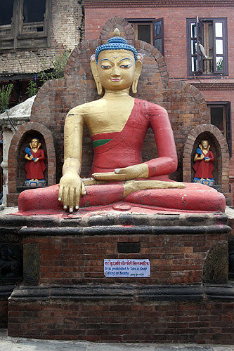 Figure of Buddha, Swayambhunath Stupa, Kathmandu Valley, Nepal