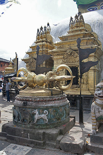 Sculpture of thunderbolt, Swayambhunath Stupa, Kathmandu Valley, Nepal