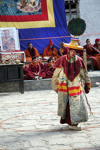 Dancer in traditional Tibetan costume, Tiji Festival, Lomanthang, Upper Mustang, Nepal