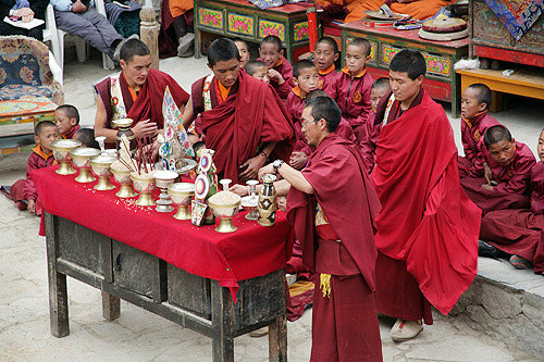 Monks at Tiji Festival, Lomanthang, Upper Mustang, Nepal