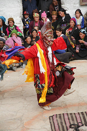 Dancer in traditional demon mask, Tiji Festival, Lomanthang, Upper Mustang, Nepal