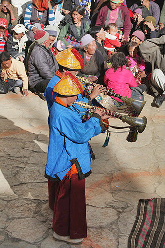 Trumpeters at Tiji Festival, Lomanthang, Upper Mustang, Nepal