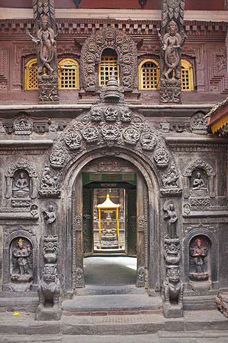 Entrance to shrine, Durbar Square, Bhaktapur, Nepal