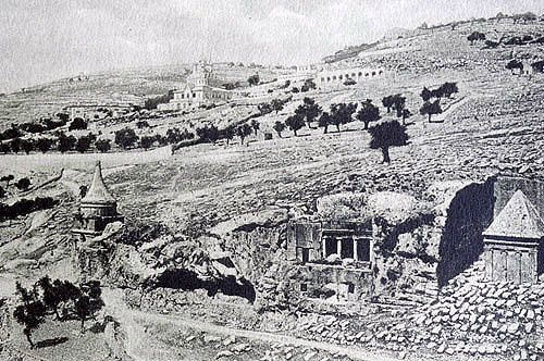 Valley of the Tombs (Kidron Valley) old postcard, circa 1900, Jerusalem, Palestine