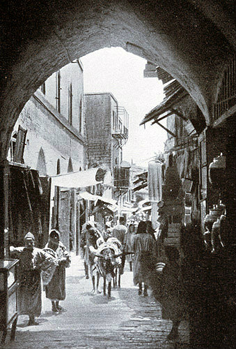 David Street, circa 1910, old postcard, Jerusalem, Palestine