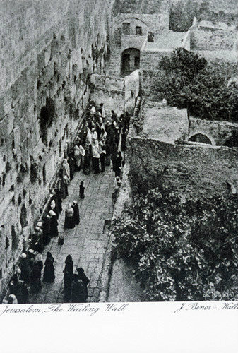 Western Wall, still showing houses situated four metres outside the wall, Jerusalem, Palestine