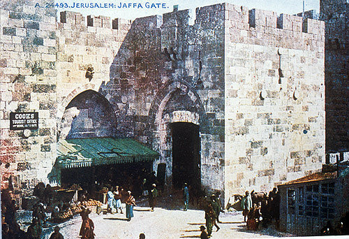Jaffa Gate, circa 1906, old postcard, Jerusalem, at that time Palestine, now Israel