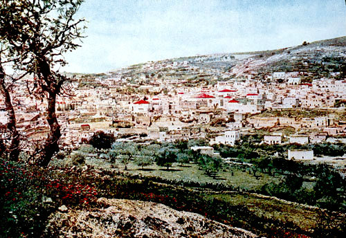 Nazareth seen from east, circa 1906,old postcard, Palestine