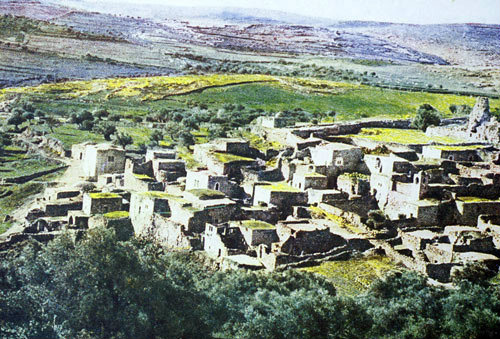 Bethany, general view from west circa 1906, old postcard, Palestine