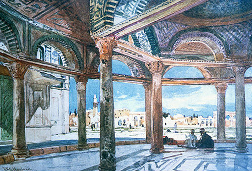 Dome of the Chain, interior, Temple Area, painted by John Fulleylove, circa 1908, Jerusalem, at that time Palestine, now Israel