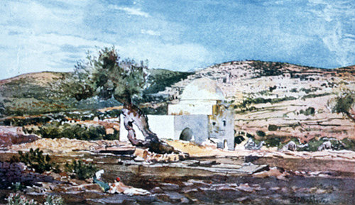 Tomb of Rachel, on road between Jerusalem and Bethlehem, painted by John Fulleylove, circa 1908, Palestine
