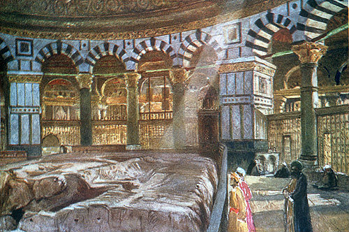 Dome of the Rock, interior, painted by John Fulleylove, circa 1908, Jerusalem, at that time Palestine, now Israel