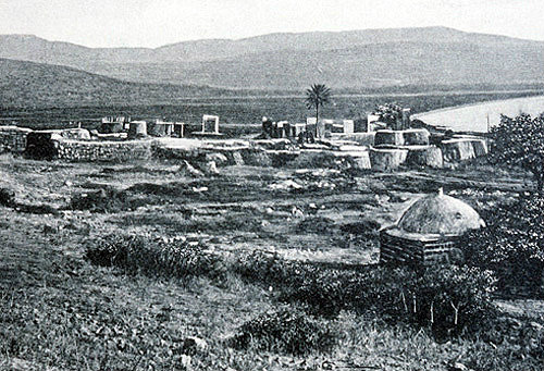 Magdala, home of Mary Magdelene and tomb  circa 1906, old postcard, Palestine