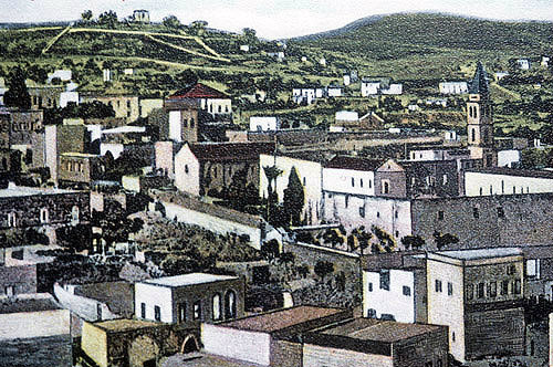 Nazareth, close-up view from south, old postcard, circa 1906, Palestine