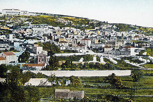 Nazareth, view from south, circa 1906, old postcard, Palestine