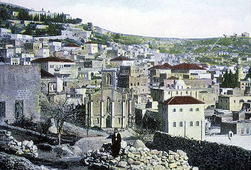 Nazareth, view from south west circa 1906, old postcard, Palestine