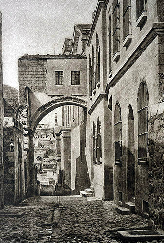 Via Dolorosa, Ecce Homo arch, old postcard, circa 1906, Jerusalem, Palestine