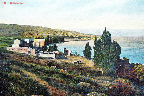 Bethsaida and the Sea of Galilee, old postcard,  Palestine