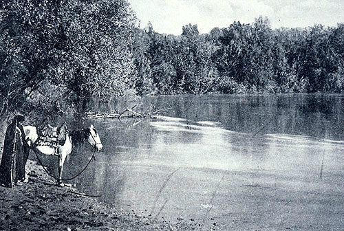 River Jordan,  circa 1906, old postcard, Palestine