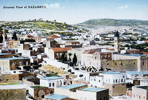 Nazareth, view from south, circa 1906, old postcard, Palestine