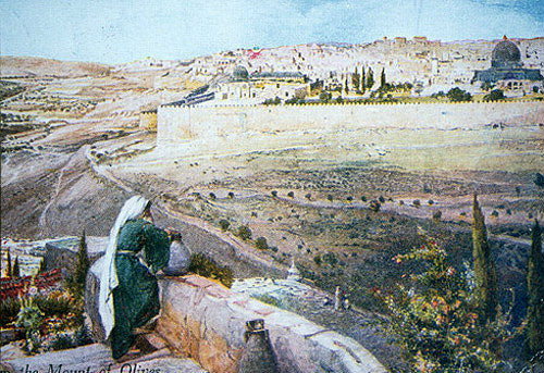 Jerusalem seen from the Mount of Olives, circa 1920, at that time Palestine, now Israel