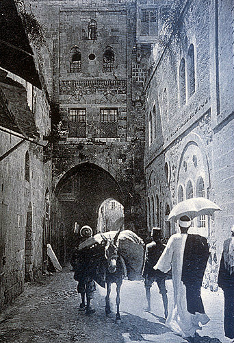 House of the Rich Man, Old City, circa 1910, old postcard, Jerusalem, at that time Palestine, now Israel