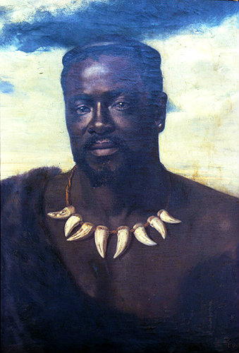 South Africa, Durban, portrait of Cetshwayo by Carl Sohn 1881 in the Local History Museum Durban owned by H M the Queen