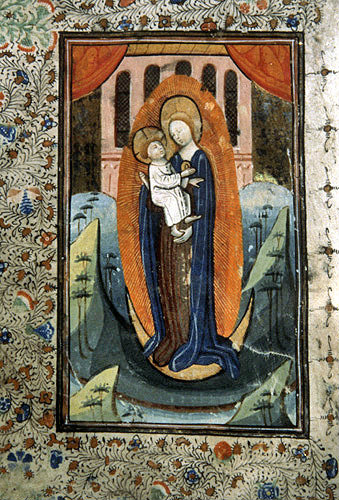 South Africa, National Library of South Africa, Capetown, Virgin and child from a 14th century Book of Hours