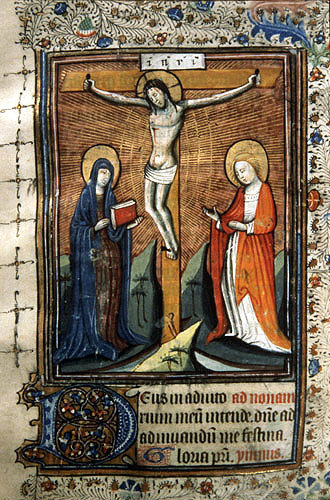 South Africa, National Library of South Africa, Capetown, Crucifixion, from a 14th century Book of Hours