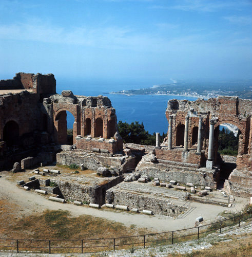 Italy,  Sicily, Taormina, 3rd century  BC - 2nd century AD Greco-Roman theatre