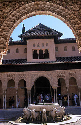 Spain, Granada, Alhambra, the Nasrid Palace, Court of the Lions