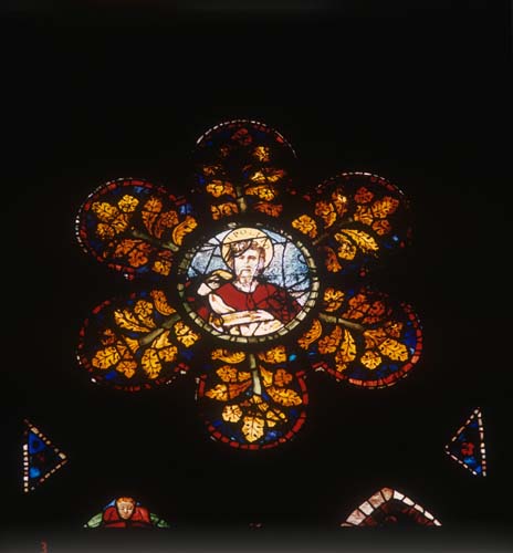 Foliated rose, stained glass 1306, Leon Cathedral, Spain