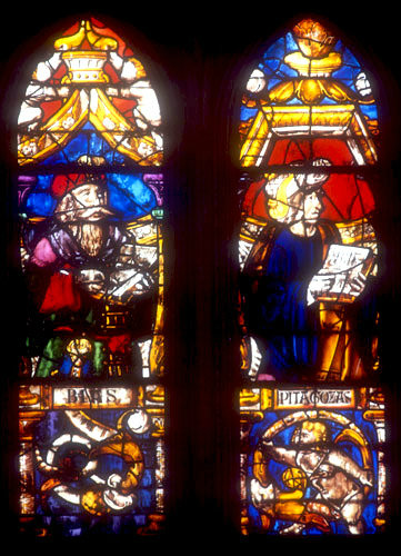 Bias and Pythagoras, Greek poet and Greek philosopher, fifteenth century, Toledo Cathedral, Spain
