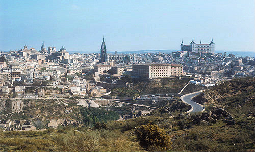 Southern part of city, Alcazar and Cathedral, Toledo, Spain