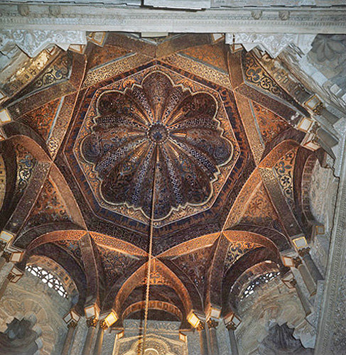 Cupola of tenth century Great Mosque above the Qibla, Cordoba, Spain