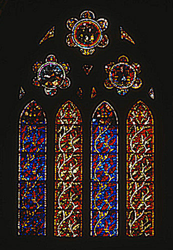 Branches and leaves, second window from East, North Nave, Leon Cathedral, Spain